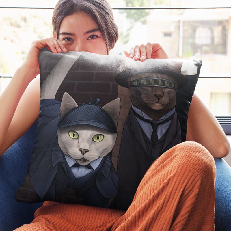 ST Cats Pillow RO 2 detective cats