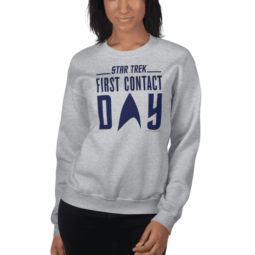 Star Trek: First Contact Blue Logo Fleece Crewneck Sweatshirt