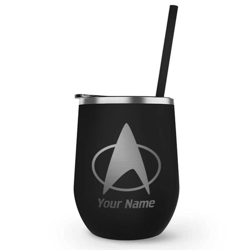 Star Trek: The Next Generation Delta Personalized Laser Engraved Wine Tumbler with Straw