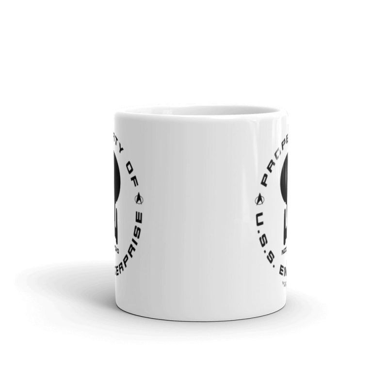 StarTrek TNG PropertyOfUSSEnterprise 11oz White Mug mockup Front 1