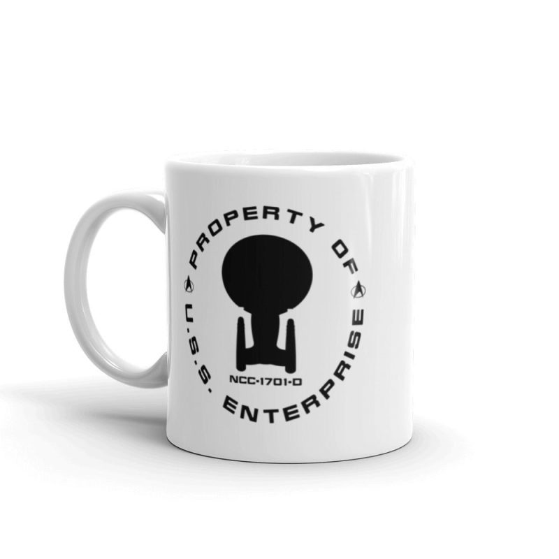 StarTrek TNG PropertyOfUSSEnterprise 11oz White Mug mockup Handle on Left 1