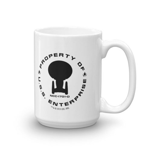 StarTrek TNG PropertyOfUSSEnterprise 15oz White Mug mockup Handle on Right 1