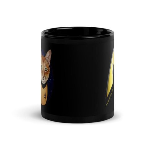 StarTrek TOS Cat CaptainKirk 11oz Black Mug Mockup Front