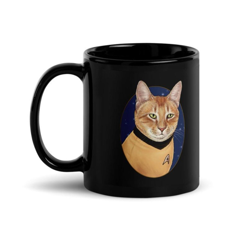 StarTrek TOS Cat CaptainKirk 11oz Black Mug Mockup Left