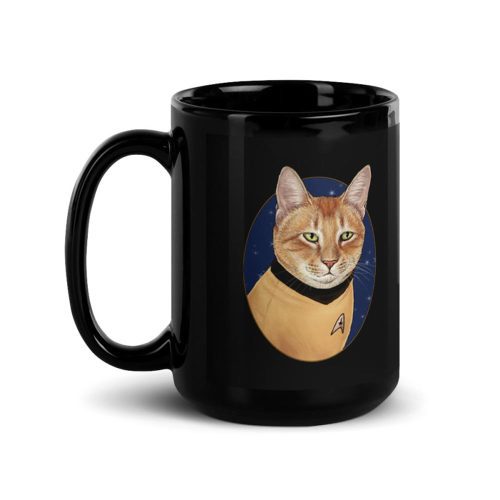 StarTrek TOS Cat CaptainKirk 15oz Black Mug Mockup Left