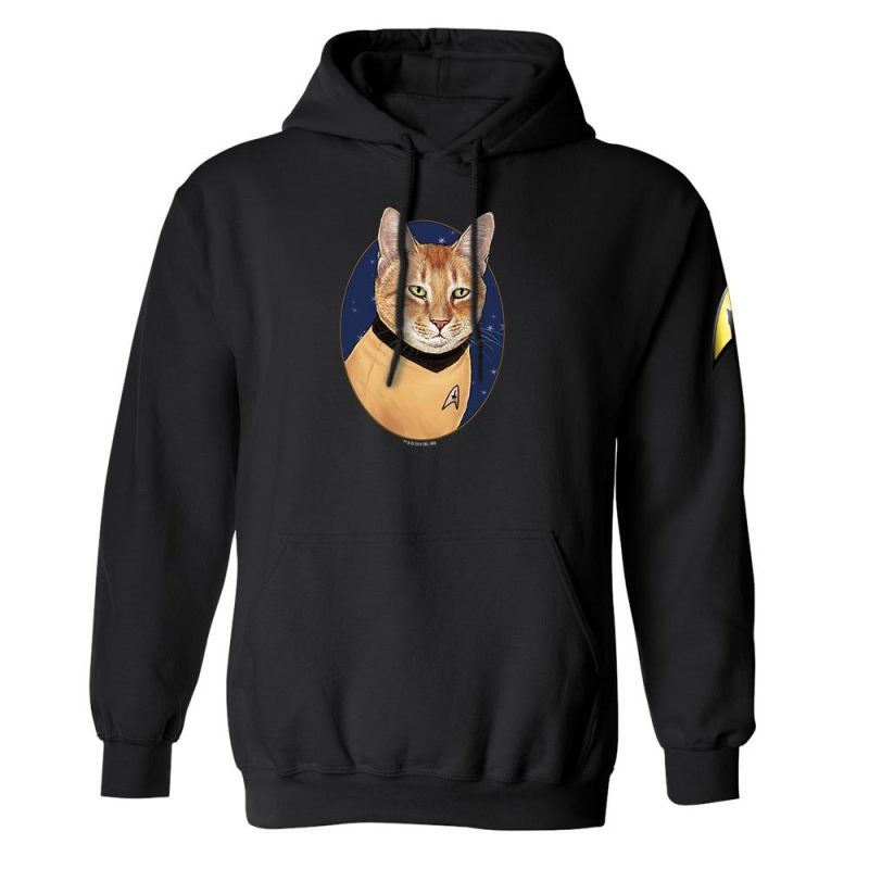 StarTrek TOS Cat CaptainKirk Hooded Sweatshirt Mockup