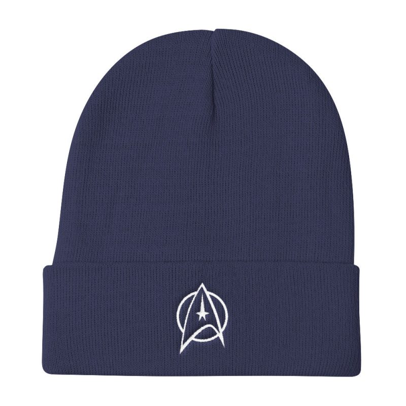 StarTrek TOS Delta Embroidered Beanie mockup Navy