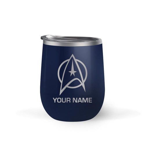 StarTrek TOS Delta Personalized 12oz StainlessSteel Wine Tumbler Mockup MidnightNavy