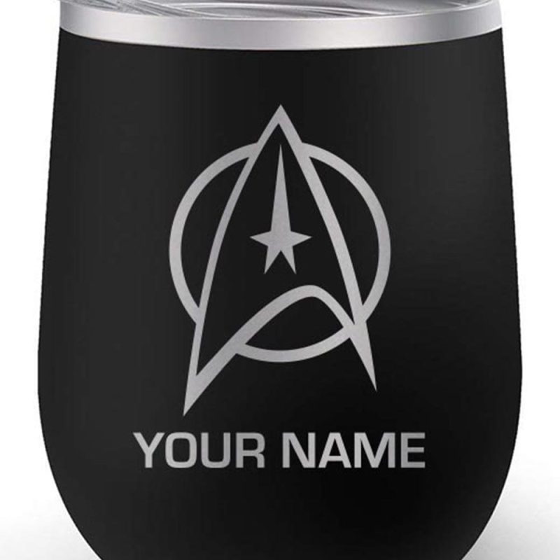 StarTrek TOS Delta Personalized 12oz StainlessSteel Wine Tumbler Mockup RO