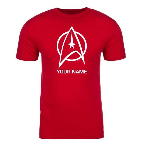 StarTrek TOS Delta Personalized Adult ShortSleeve Tshirt Mockup Red