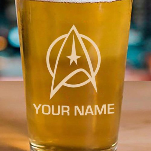 StarTrek TOS Delta Personalized Laser Engraved Pint Glass Mockup RO