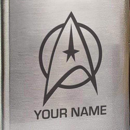 StarTrek TOS Delta Personalized Stainless Steel Flask Mockup RO