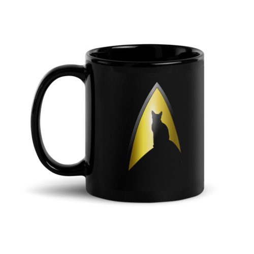 StarTrek TOS KittyCatLogo 11oz Black Mug Mockup Left