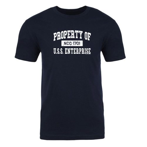 StarTrek TOS PropertyofUSSEnterprise1701 Adult ShortSleeve Tshirt Mockup MidnightNavy