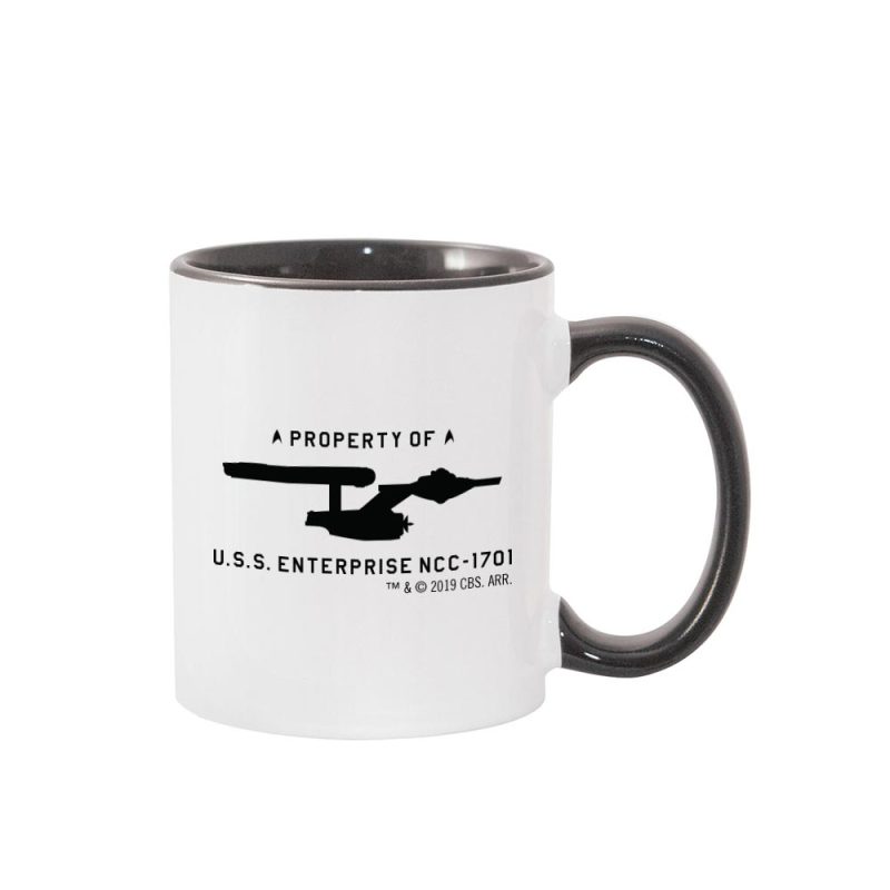 StarTrek TOS USSEnterprisePropertyofProfile 11oz TwoToneMug BlackWhite Mockup Right