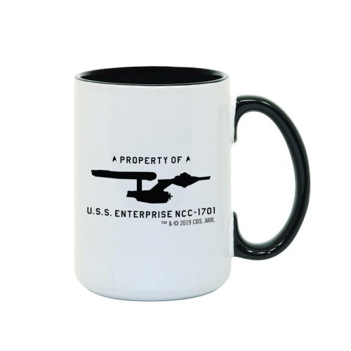 StarTrek TOS USSEnterprisePropertyofProfile 15oz TwoToneMug BlackWhite Mockup Right