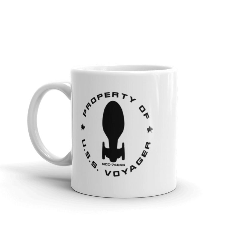 StarTrek Voyager PropertyOfUSSVoyager 11oz White Mug mockup Handle on Left