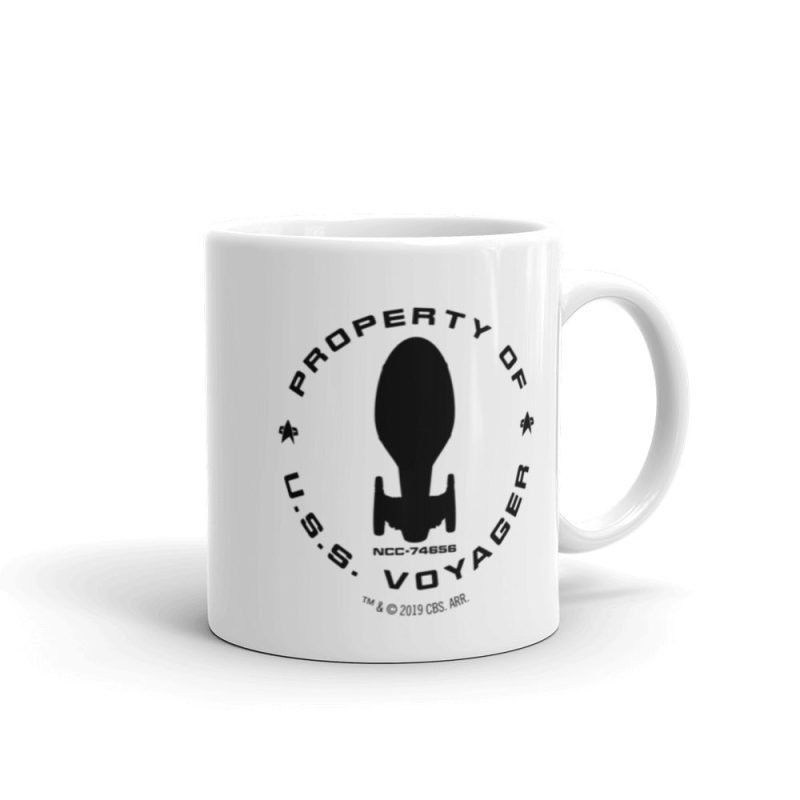 StarTrek Voyager PropertyOfUSSVoyager 11oz White Mug mockup Handle on Right