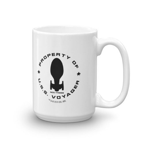 StarTrek Voyager PropertyOfUSSVoyager 15oz White Mug mockup Handle on Right