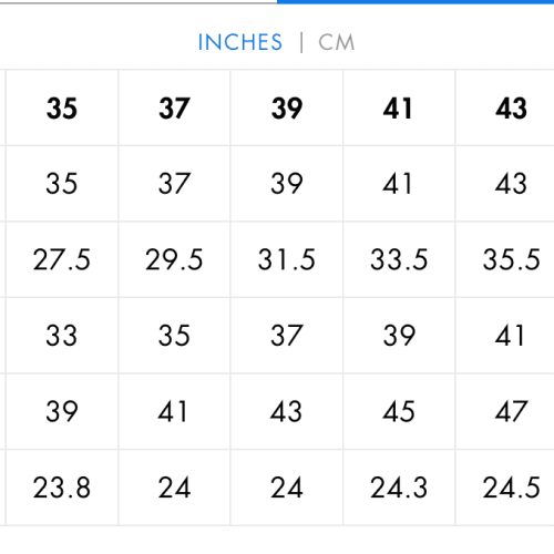 Women sSizeChart 1