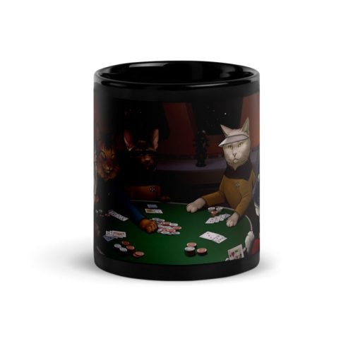 poker cats Front view 11oz Black 3