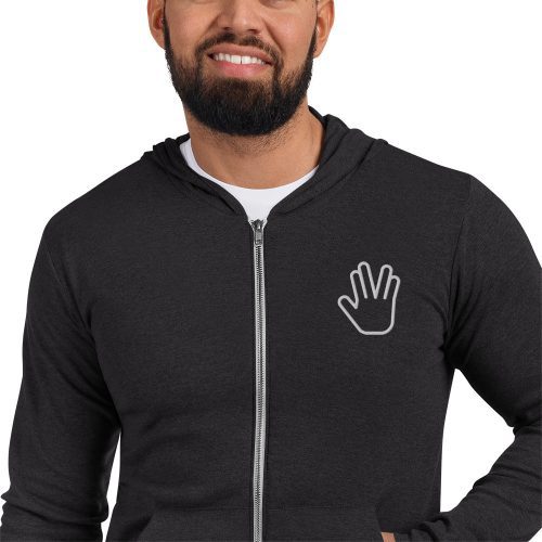 unisex lightweight zip hoodie charcoal black triblend zoomed in 667277113a9d6 charcoal black triblend